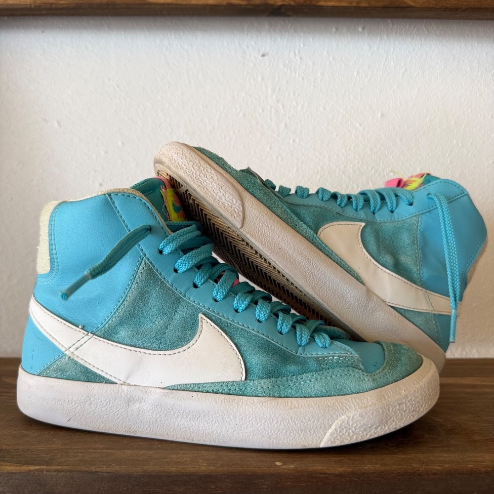 Nike Blazer Mid '77 Dance GS Blue Pink Sneakers‎ Youth Size 4.5Y